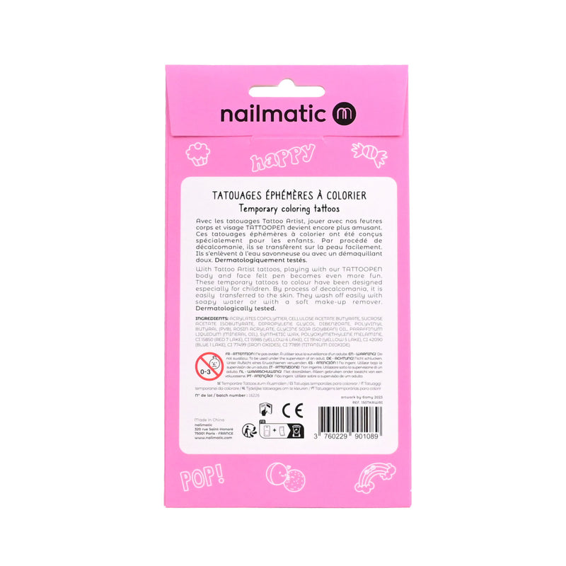 Nailmatic - Temporary Coloring Tattoos - 12 Kawai Tattoos