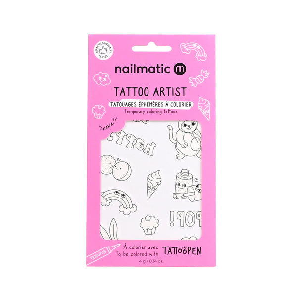 Nailmatic - Temporary Coloring Tattoos - 12 Kawai Tattoos