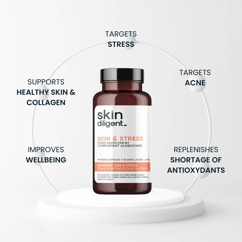 Skin Diligent - Skin & Stress for Clear Skin & Wellbeing 90 Capsules