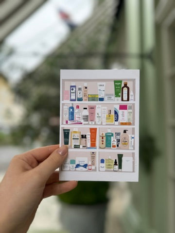 The French Pharmacy - Iconic Shelfie Illustration by Marine de Quénetain Postcard