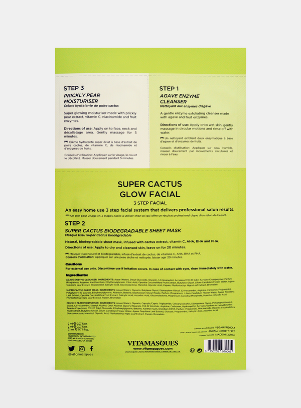 Vitamasques - Super Cactus Glow Facial 3 Step Facial