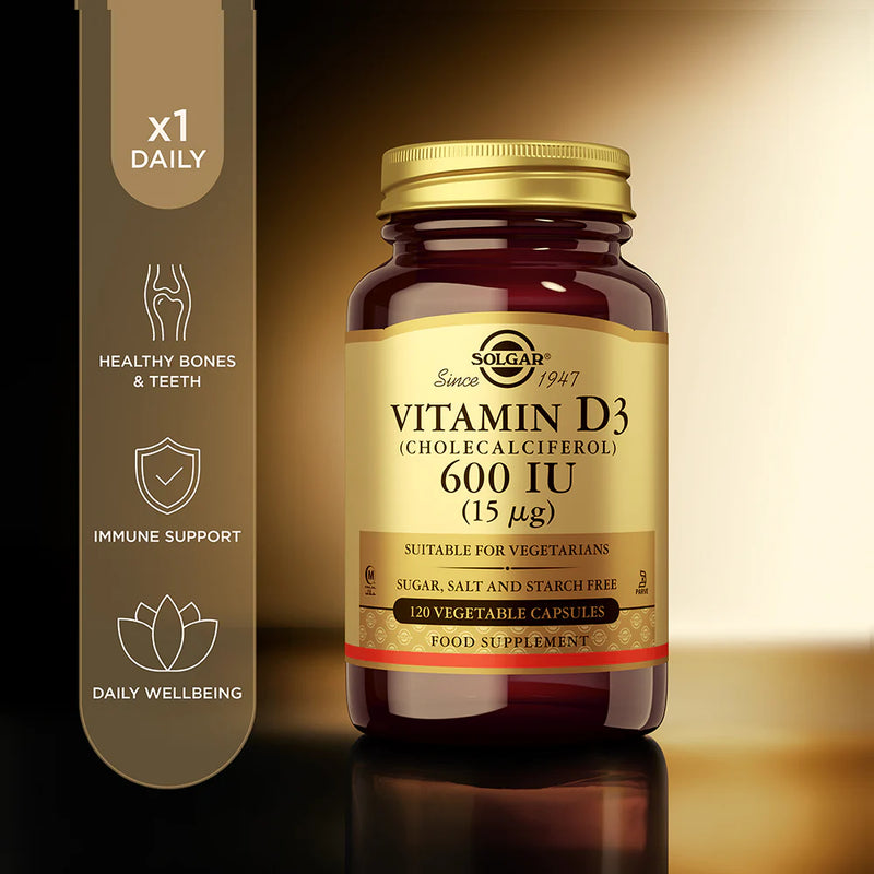 Solgar - Vitamin D3 (Cholecalciferol) 600 IU 60 Vegetable Capsules *