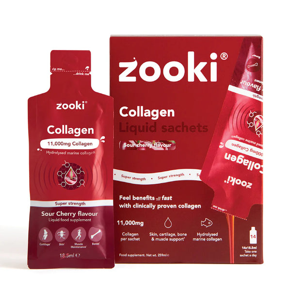 Zooki - Super Strength Sour Cherry Marine Collagen Liquid Sachets 11,000mg 14 x 18.5ml