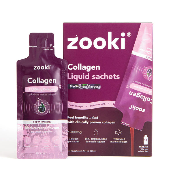 Zooki - Super Strength Marine Collagen Blackcurrant Liquid Sachets 11,000mg 14 x 18.5ml