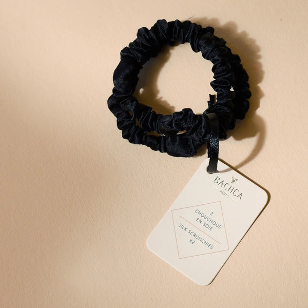 Bachca - Silk scrunchies Set Black x 2