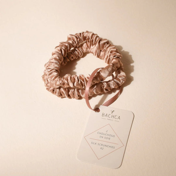 Bachca - Silk Scrunchies Set Pink x 2