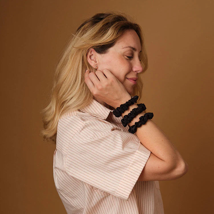 Emily's Pillow - Silk Scrunchies Size S Black Pack of 3