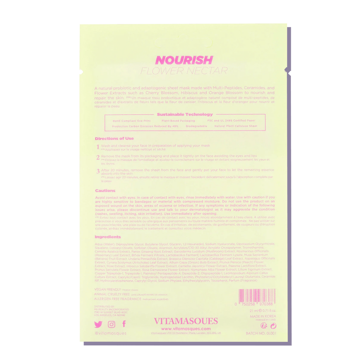 Vitamasques Nourish Flower Nectar Sheet Mask 21ml The French Pharmacy
