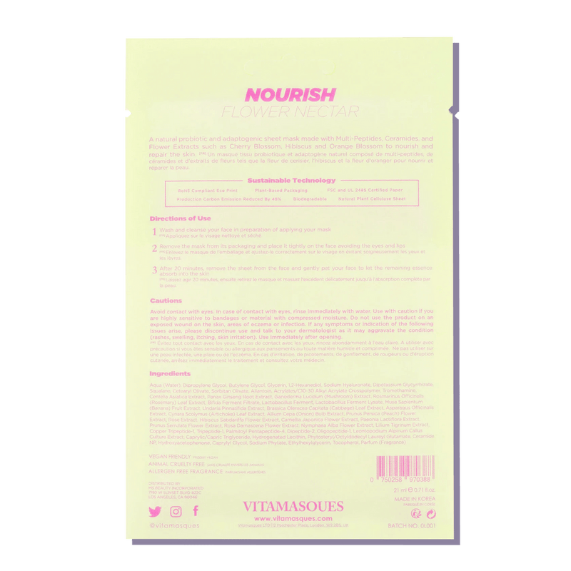 Vitamasques - Nourish Flower Nectar Sheet Mask 21ml