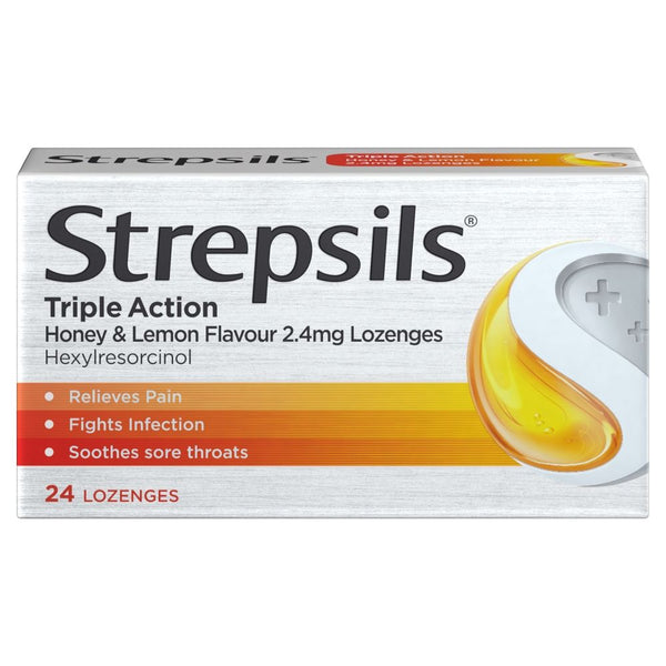 Strepsils - Lozenges Sore Throat Pain Relief Honey & Lemon 24x