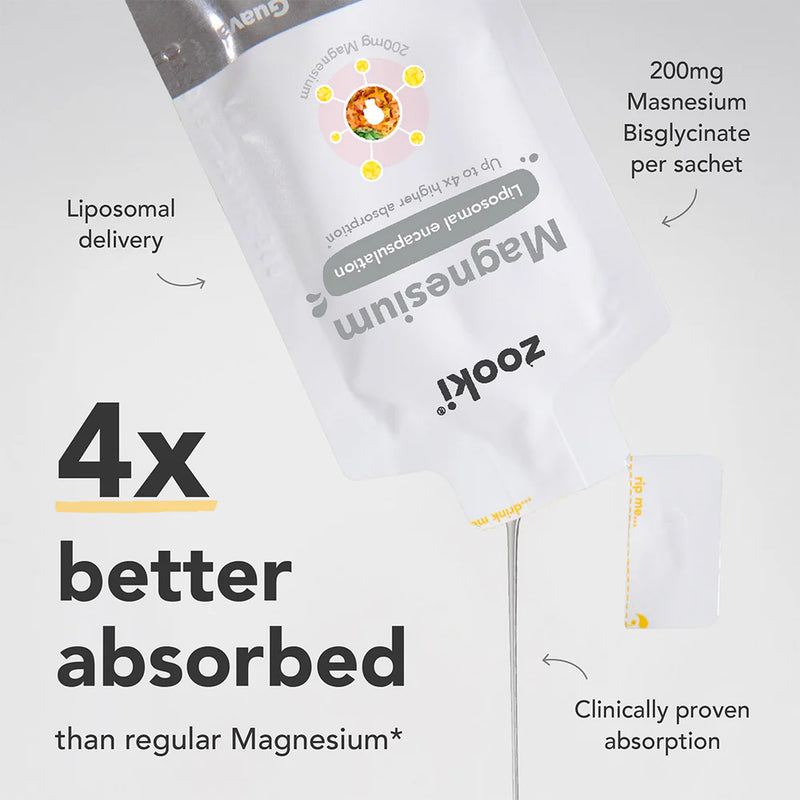 Zooki - Liposomal Magnesium Pineapple & Guava Bis-Glycinate Liquid Sachets 1500mg 14 x 15ml