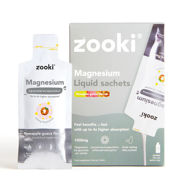 Zooki - Liposomal Magnesium Pineapple & Guava Bis-Glycinate Liquid Sachets 1500mg 14 x 15ml