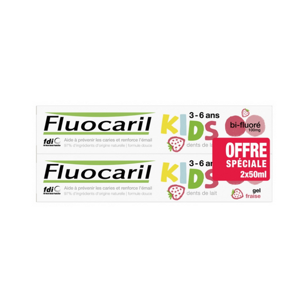 Fluocaril - Kids Bi-Fluorinated Strawberry Toothpaste 3-6 Years Old 2x50ml
