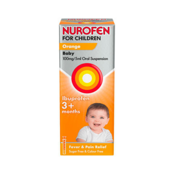 Nurofen - Baby 100mg/5ml Oral Suspension Orange Sugar & Colour Free 3+ Months 100ml