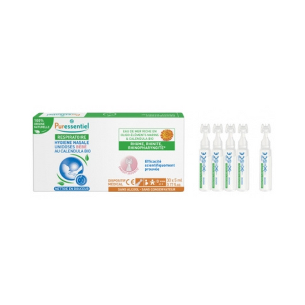 Puressentiel - Respiratory Nasal Hygiene Baby Single Doses with Organic Calendula 30x5ml