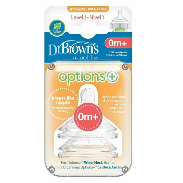 Dr Brown's Level 1 Wide-Neck Silicone Options+ Teat