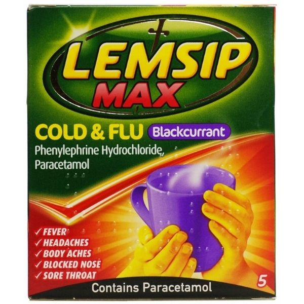 Lemsip - Max Cold and Flu Blackcurrant Sachets 5