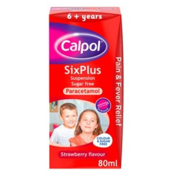 Calpol - Six Plus Suspension Sugar Free Strawberry Flavour 80ml