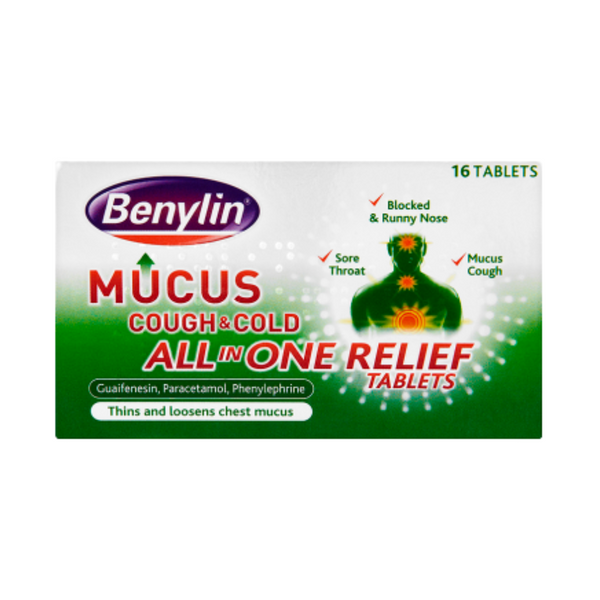 Benylin - Mucus Cough & Cold All in One Relief 16 Tablets