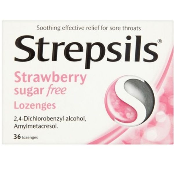 Strepsils - Lozenges Strawberry Sugar Free 36 Pack