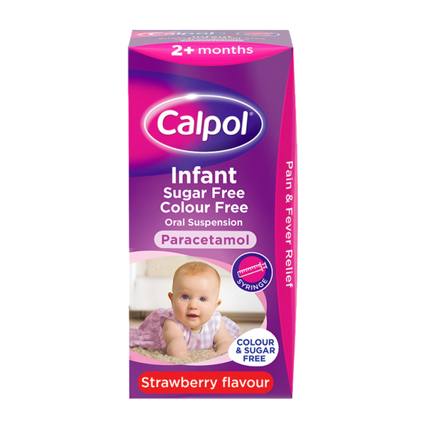 Calpol - Infant Sugar Free Colour Free 120 mg/5 ml Oral Suspension Strawberry Flavour 2+ Months 100ml
